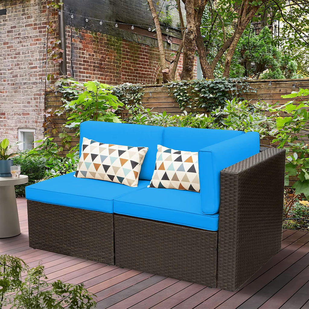 Devoko 5-Piece Outdoor Sectional Patio Sofa Set With Cushions And Glass Table - Beige