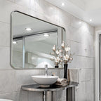 Framed Wall Vanity Mirror With Rounded Corners, 1 Piece