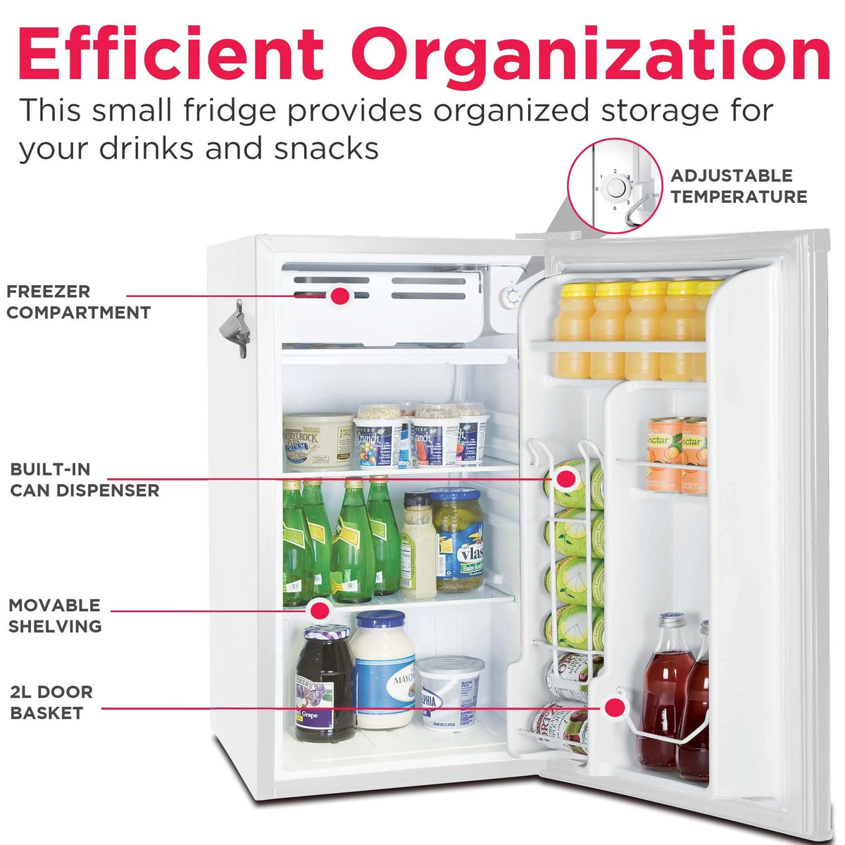 Frigidaire Retro Bar Fridge, 3.2 Cu. Ft., Pink, 65-Watt - EFR376-C-PINK