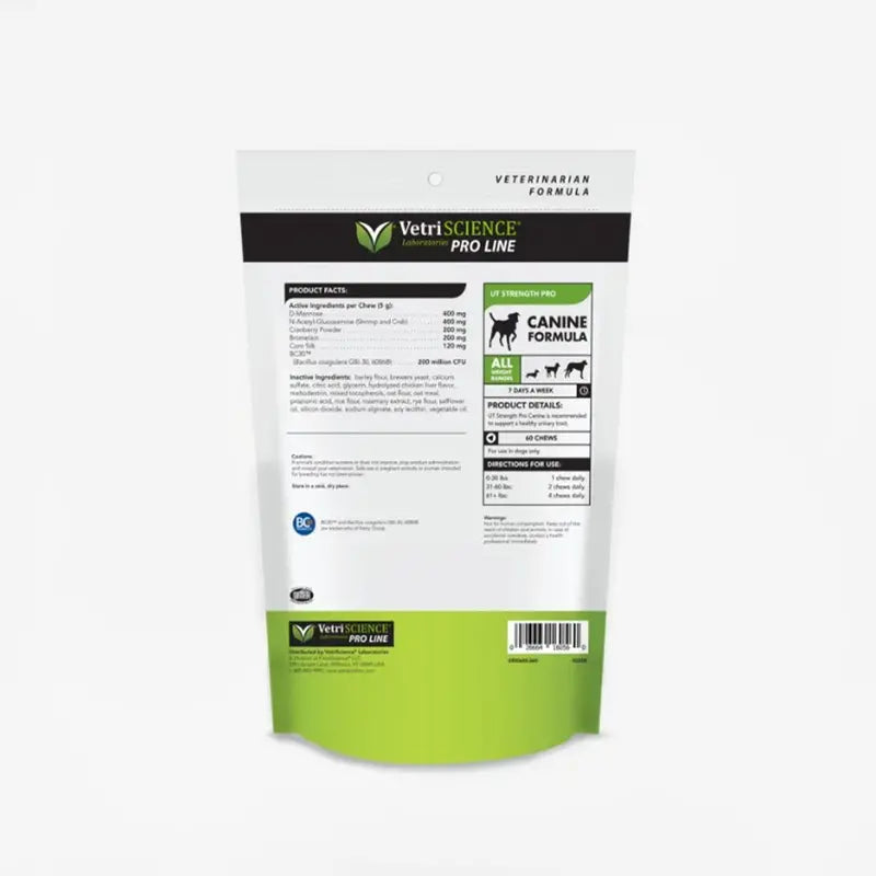 VetriScience UT Strength Pro Dog Urinary Tract Supplement - D-Mannose, NAG & Probiotics