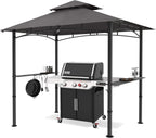 Outdoor Barbecue Shelter Canopy With LED Lights, 8 Feet By 5 Feet, Gray