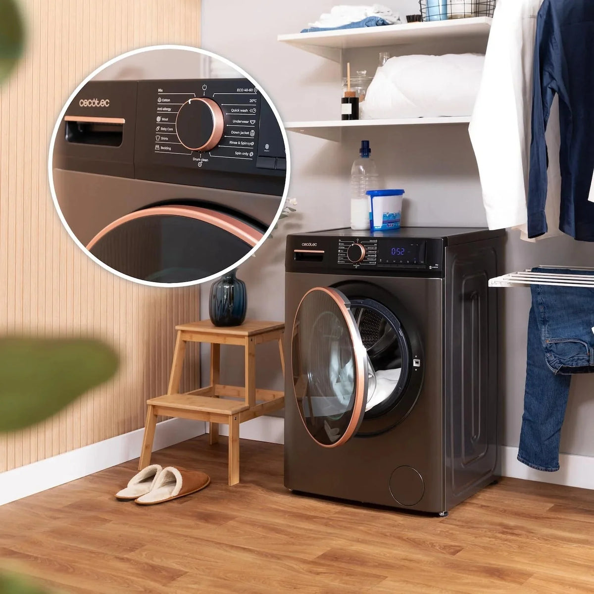 Cecotec Front Load Washing Machine 10 Kg, Steel, 1400 RPM, 57,5 x 59,9 x 85 cm - 01931