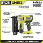 RYOBI ONE+ 18V 18-Gauge Cordless AirStrike Brad Nailer With 1.5 Ah Battery And Charger - P321KN