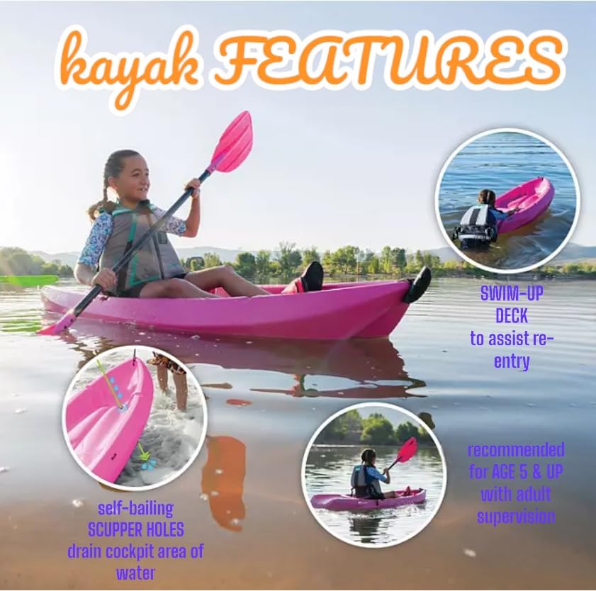 Generic Wave 6' Youth Kayak With Paddle - 6' Youth Wave Kayak