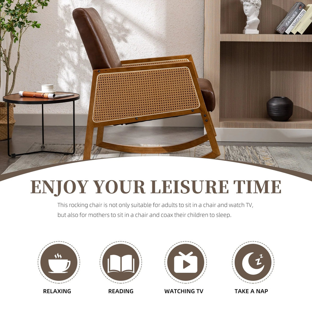 Upholstered Tall Back Gliding Rocking Armchair