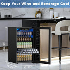 Electactic 3.2 Cu Ft 130 Can Beverage Refrigerator Cooler, Black, 19.29 x 17.32 x 30.79 inches - JC-90