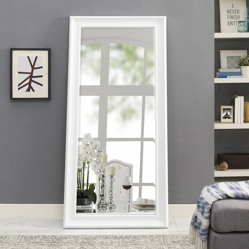 Full Length Oversized Rectangle Wall Mirror With Smooth Faux Wood Frame