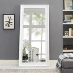 Full Length Oversized Rectangle Wall Mirror With Smooth Faux Wood Frame