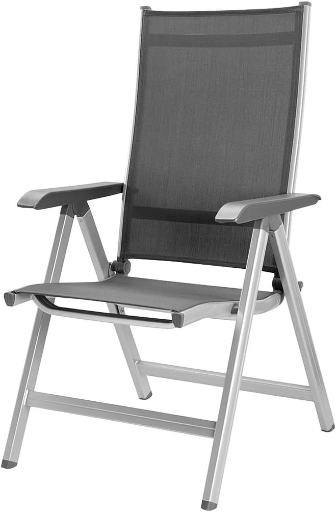 Kettler Adjustable Folding High-Back Garden Chair, Aluminum, 61 cm x 65 cm x 109 cm - Basic Plus Advantage