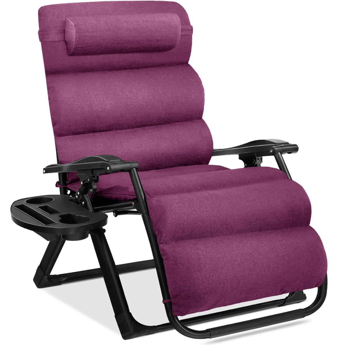 Best Choice Products Oversized Zero Gravity Folding Recliner With Removable Cushion And Side Tray - Fossil Gray