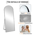 Full-Length Floor Mirror 64x21, Aluminum Alloy Frame With Stand And Wall Mount Option