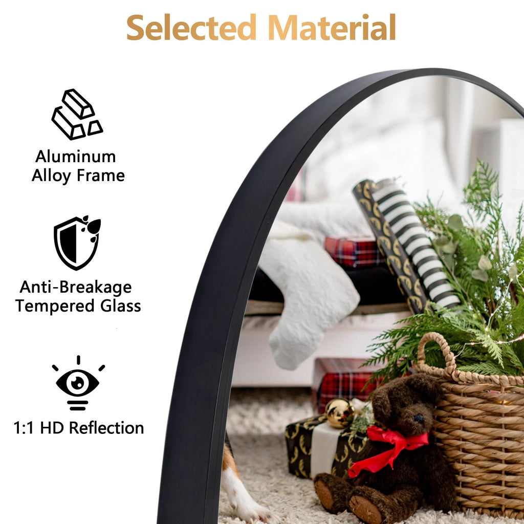 Full-Length Floor Mirror 64x21, Aluminum Alloy Frame With Stand And Wall Mount Option