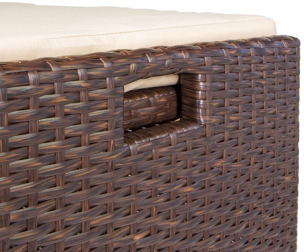 Barton Rattan Style Outdoor Storage Bench, 60-Gallon, Brown - With Seat Cushion