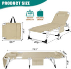 Slsy 5-Position Adjustable Folding Lounge Chair And Cot - 75.2" x 25.6" x 11.8"