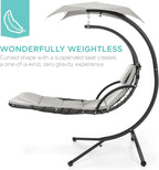 Best Choice Products Outdoor Hanging Steel Chaise Lounge Chair With Canopy, Charcoal Gray - SKY5871