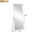 Full-Length Floor Mirror 64x21, Aluminum Alloy Frame With Stand And Wall Mount Option