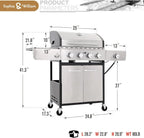 Sophia & William 4-Burner Propane Gas Grill, 542 Sq. In., Silver - E02GR001