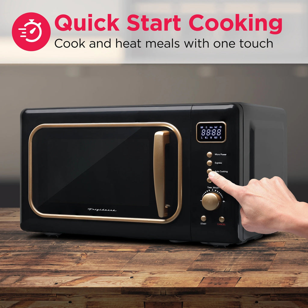 Frigidaire Retro Countertop Microwave Oven, 0.7 Cu. Ft., 700 Watts, Black And Gold