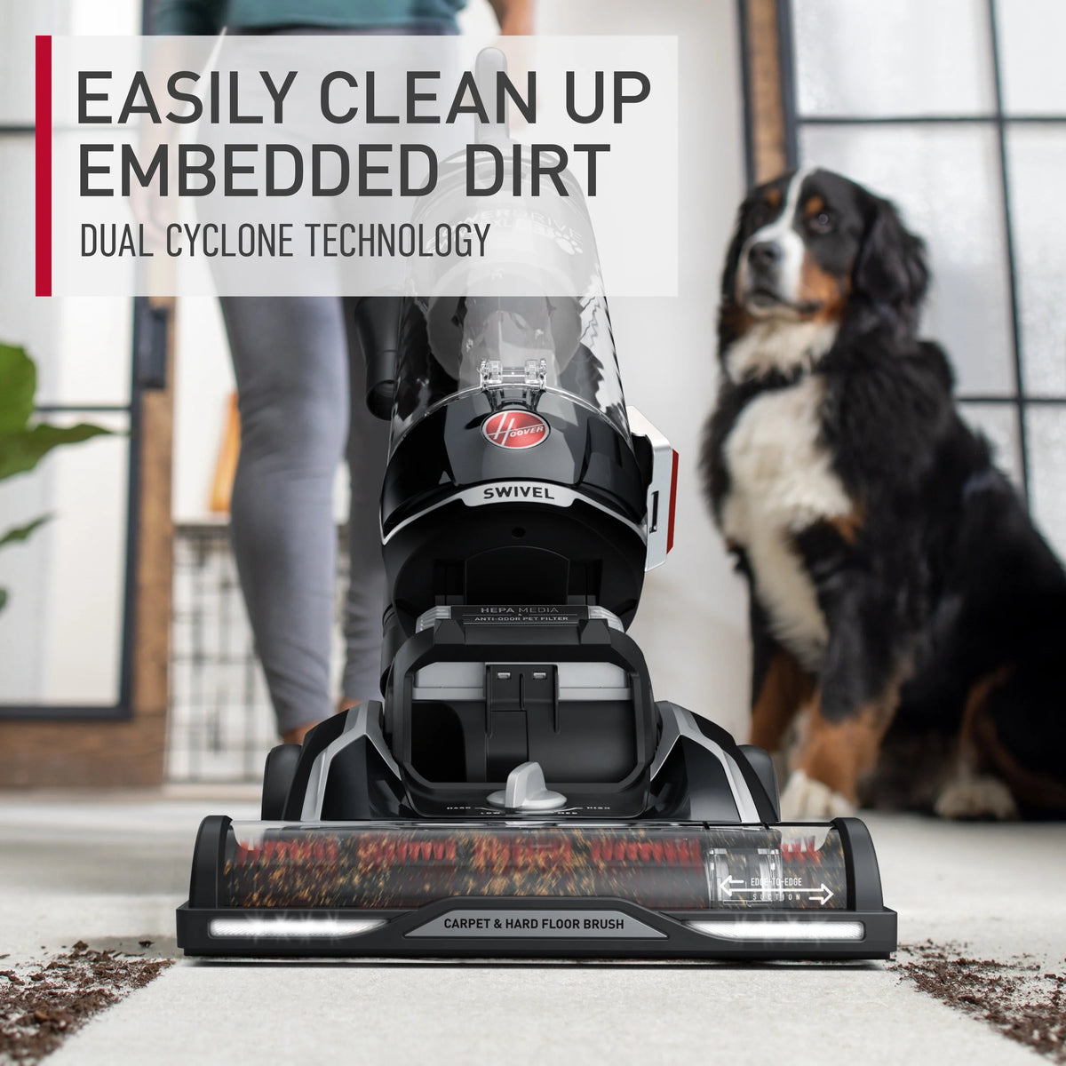 Hoover MAXLife Bagless Upright Vacuum Cleaner, PowerDrive Swivel XL Pet, HEPA Filter, 3.0L Dirt Cup - UH75210