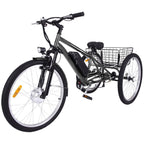 26 Inch Adult 3 Wheel Electric Tricycle With Basket, Fat Tires, 7 Speeds, 350W Motor, 36V 10Ah Battery - BICYCLE