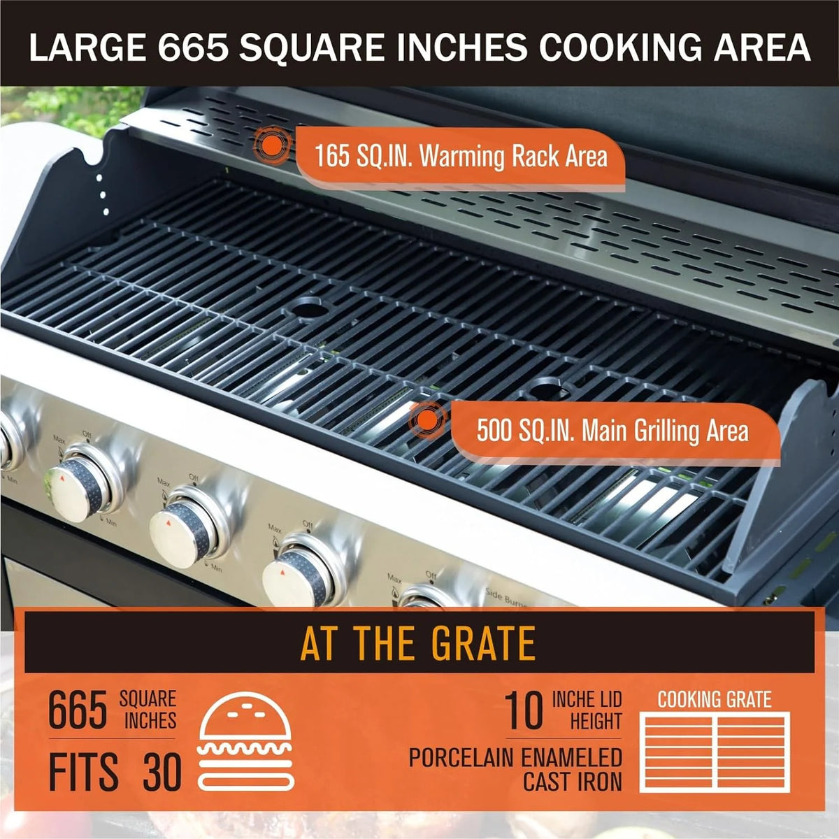 Sophia & William 4-Burner Propane Gas Grill, 542 Sq. In., Silver - E02GR001