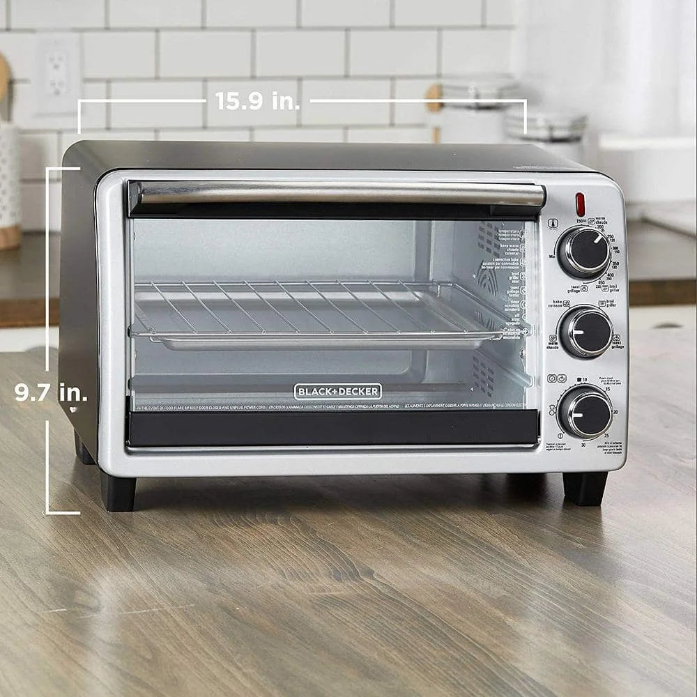 BLACK+DECKER 6-Slice Toaster Oven, Black - TO1950SBD