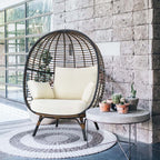 Oversized Wicker Egg Chair With 4 Cushions, 43 x 32.5 x 57 in