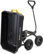 Poly Dump Garden Cart With No-Flat Tires, 7 Cubic Feet, 1200-Pound Capacity, Black - 7GCG-NF