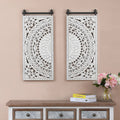 Set Of 2 Distressed Ivory White Wood Flower Wall Art With Black Accents - 33.1in H x 14.6in W