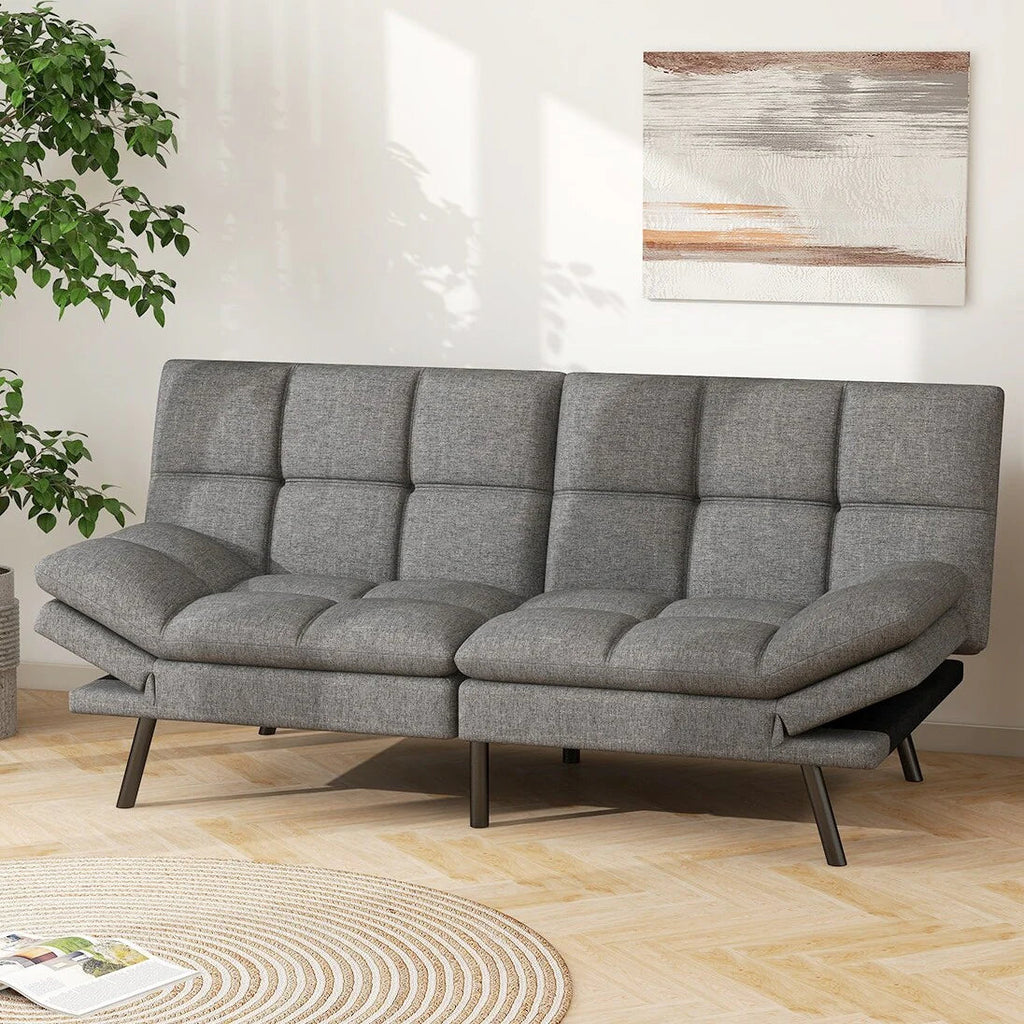 Convertible Futon Sofa Bed With Memory Foam, 71in