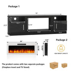 Bossin 70 Fireplace TV Stand With 36 Electric Fireplace For TVs Up To 80 - 16-Color LED Lights