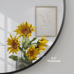 Round Metal Black Frame Bathroom Vanity Mirror - Wall Mounted