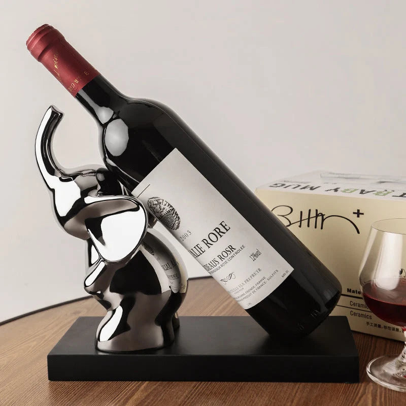 Elephant Resin Wine Bottle Holder, 1 Bottle - Freestanding