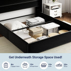 Queen Size Lift-Up Storage Bed With Wingback Headboard, Upholstered Platform Bed Frame With Hidden Storage