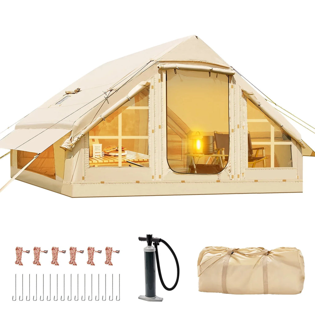 ABORON 6 Person Inflatable Camping Tent With Pump, 10ft x 7ft, Oxford - 2025