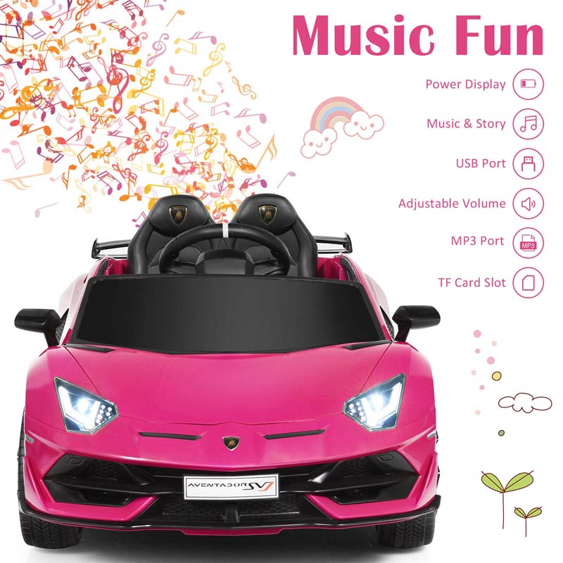 Licensed Lamborghini SVJ Kids Ride-On Car, 12V Battery Powered - Red, White, Black, Green Or Pink