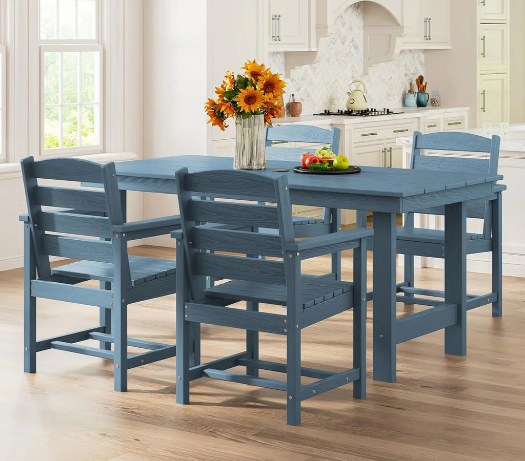 SERWALL 7-Piece HDPE Patio Dining Set, Aruba, 66.9in D x 32.2in W x 29.1in H