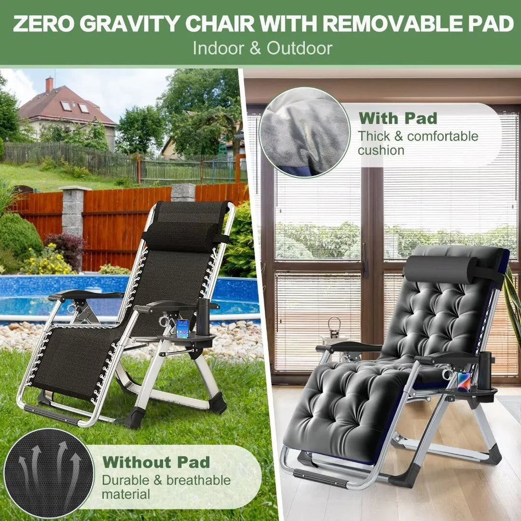 NAIZEA Zero Gravity Lawn Recliner Chairs, 2 Pack, Black