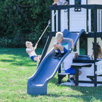 Backyard Discovery Canyon Creek Cedar Wood Swing Set With 8-Foot Wave Slide, Clubhouse And Play Kitchen
