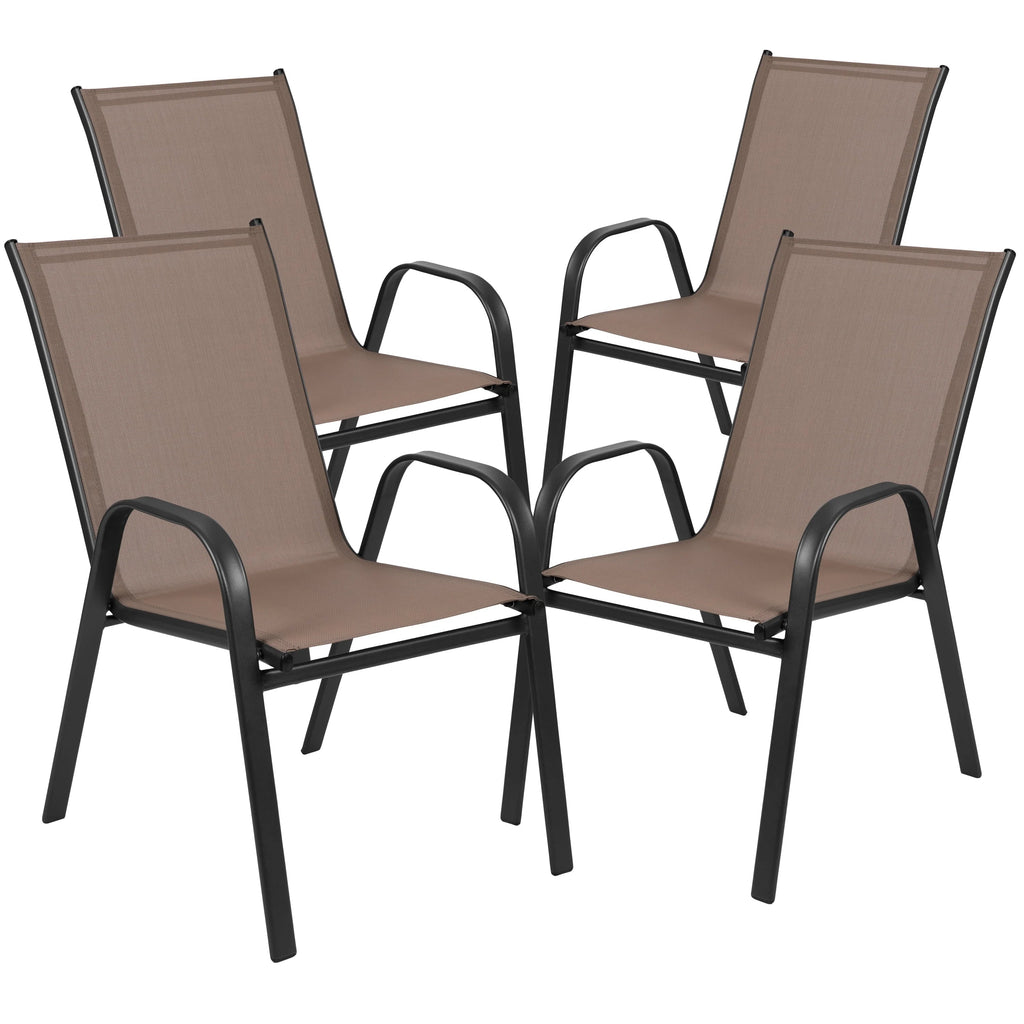 Emma + Oliver Outdoor Stack Chairs, Gray, 4 Pack, 21.25in W x 29in D x 36in H