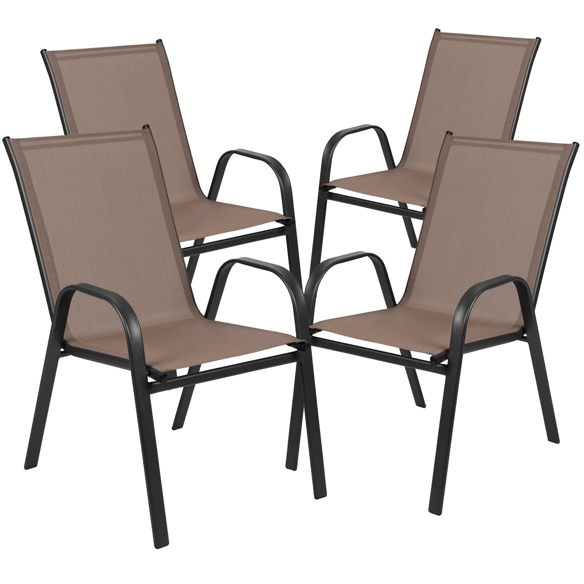 Emma + Oliver Outdoor Stack Chairs, Gray, 4 Pack, 21.25in W x 29in D x 36in H