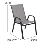 Emma + Oliver Outdoor Stack Chairs, Gray, 4 Pack, 21.25in W x 29in D x 36in H
