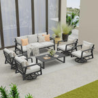 4-Piece Aluminum Patio Conversation Set With Swivel Rocking Chairs And Dark Grey Cushions