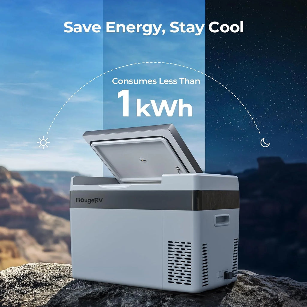 BougeRV 23 Quart Portable Car Refrigerator Freezer, Grey, 12/24V DC - CR22