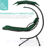 Best Choice Products Outdoor Hanging Steel Chaise Lounge Chair With Canopy, Charcoal Gray - SKY5871
