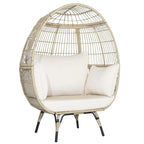 Oversized Wicker Egg Chair With 4 Cushions, 43 x 32.5 x 57 in