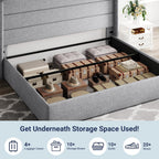 Queen Size Lift-Up Storage Bed With Wingback Headboard, Upholstered Platform Bed Frame With Hidden Storage