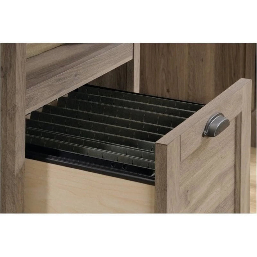 Bowery Hill Traditional Wood Executive Desk With File Drawer, Salt Oak