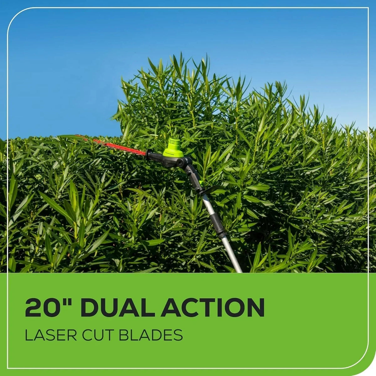 Greenworks 60V 20 in Brushless Cordless Pole Hedge Trimmer With 2.0Ah Battery And Charger