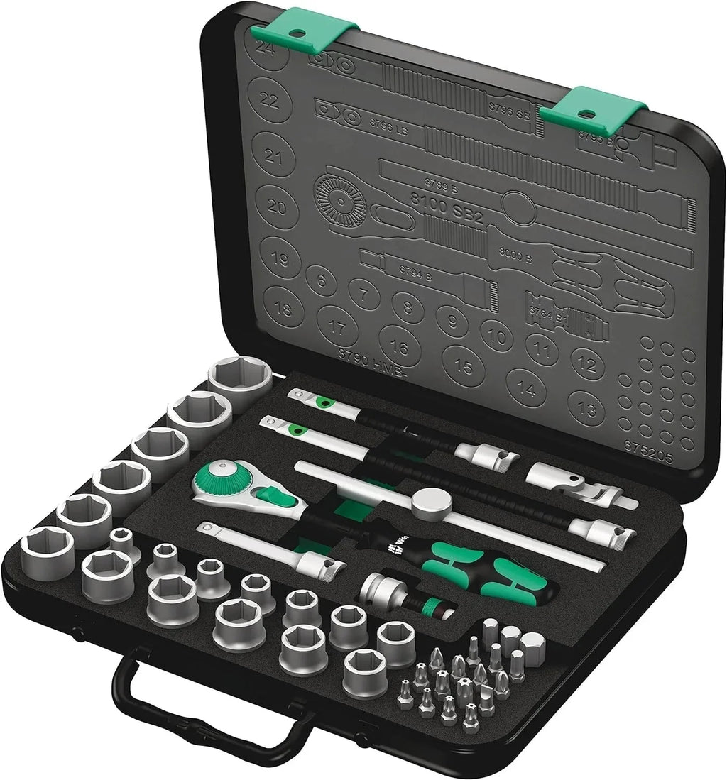 8100 SB 2 Zyklop 3/8 Inch Metric Ratchet Set, 43 Piece - 05003594001